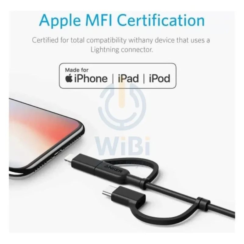 Anker 3-in-1 PowerLine II Cable - 0.9 Meter / Micro USB / USB-C / Lightning / Black