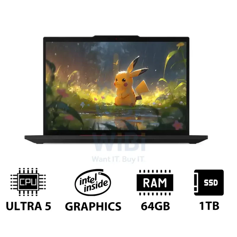 Lenovo ThinkPad T14 Gen 5 - 14.0" WUXGA / Ultra 5 125U / 64GB / 1TB (NVMe M.2 SSD) / WWAN / DOS (Without OS) / Arabic/English / 3YW / Black - Laptop