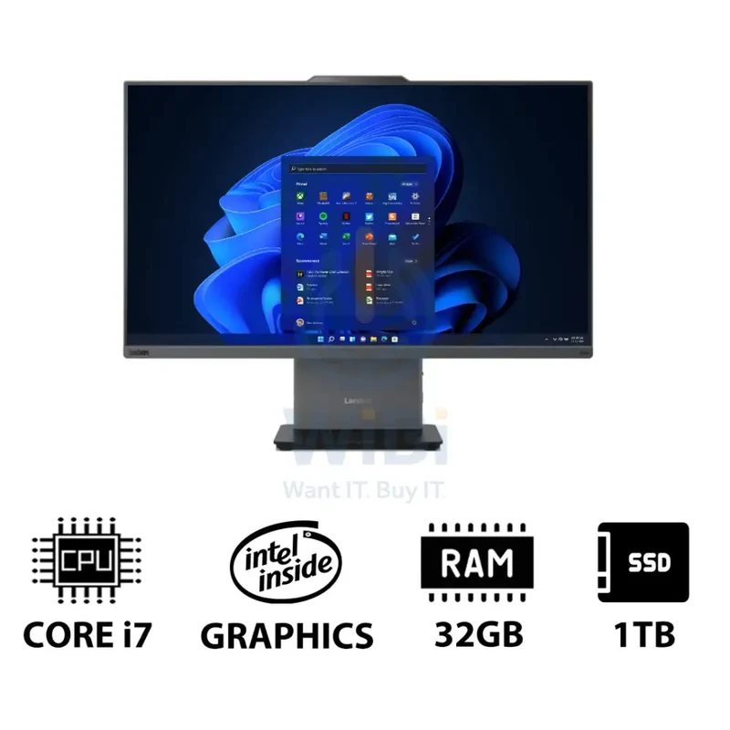 Lenovo ThinkCentre neo 50a 27 Gen 5 AIO PC - i7 / 32GB / 1TB (NVMe M.2 SSD) / 27" FHD Non-Touch / Win 11 Pro / 1YW / Luna Grey - Desktop