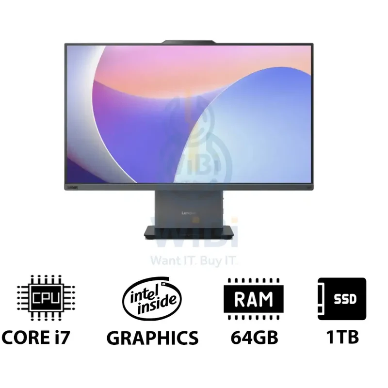 Lenovo ThinkCentre neo 50a 27 Gen 5 AIO PC - i7 / 64GB / 1TB (NVMe M.2 SSD) / 27" FHD Non-Touch / DOS (Without OS) / 1YW / Luna Grey - Desktop