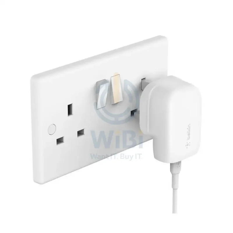 Belkin Wall Charger with Cable - 1 Meter / 30W / USB-C / Lightning / White