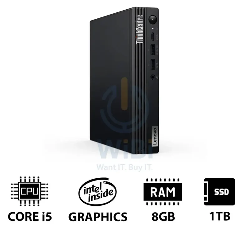 Lenovo ThinkCentre M70q Gen 5 Tiny - i5 / 8GB / 1TB (NVMe M.2 SSD) / Win 11 Pro / 1YW - Desktop