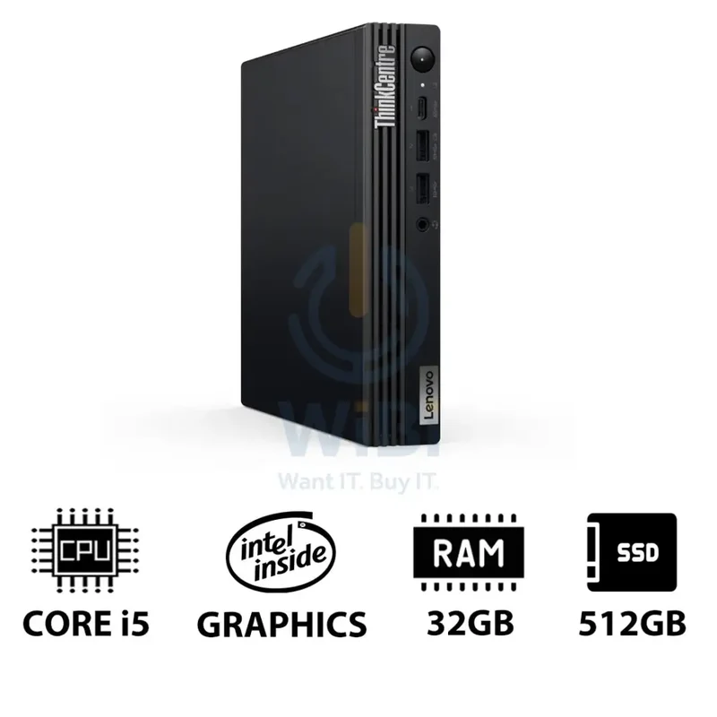 Lenovo ThinkCentre M70q Gen 5 Tiny - i5 / 32GB / 512GB (NVMe M.2 SSD) / Win 11 Pro / 1YW - Desktop