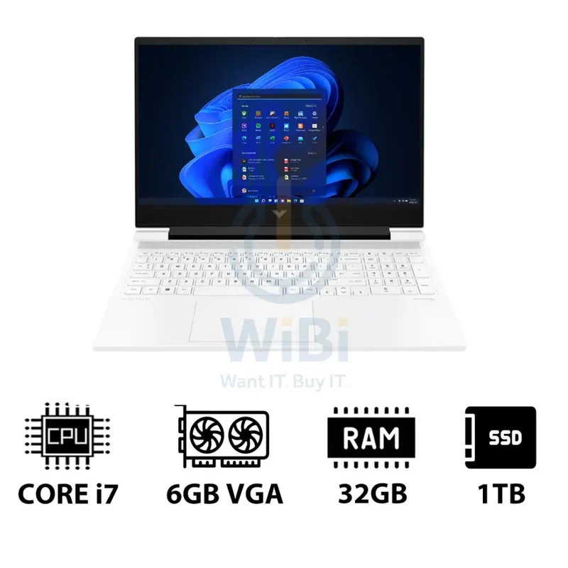 HP Victus Gaming Laptop 16-R1041NE - 16.1" FHD / i7 / 32GB / 1TB (NVMe M.2 SSD) / RTX 4050 6GB VGA / Win 11 Pro / 1YW / Ceramic White - Laptop
