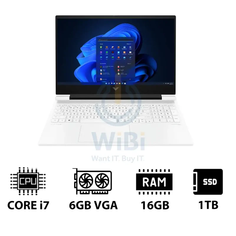 HP Victus Gaming Laptop 16-R1041NE - 16.1" FHD / i7 / 16GB / 1TB (NVMe M.2 SSD) / RTX 4050 6GB VGA / Win 11 Pro / 1YW / Ceramic White - Laptop