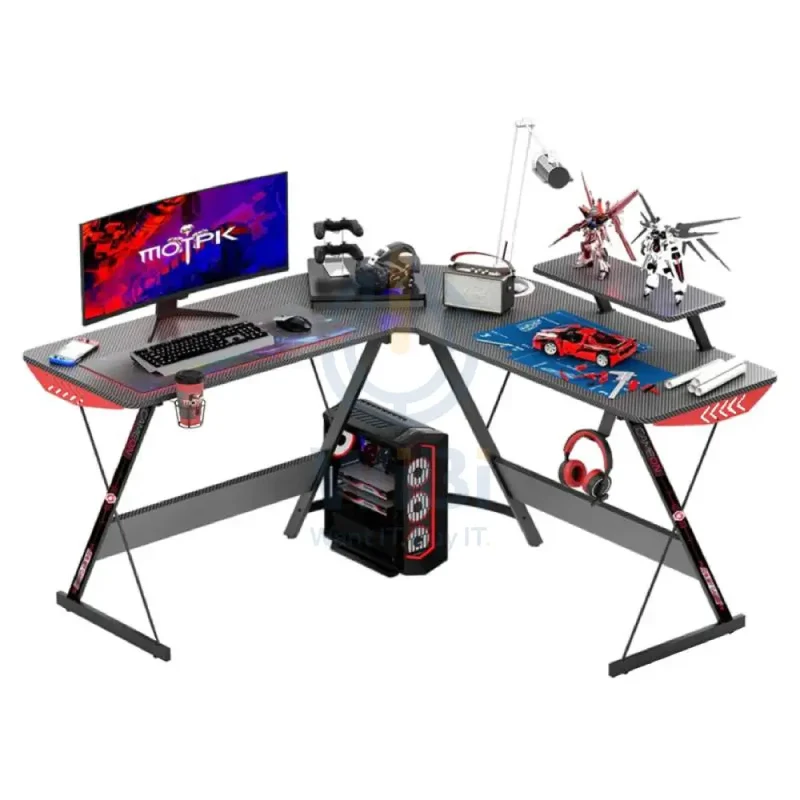 GameOn L-Shaped Slayer I Series Gaming Desk - Black