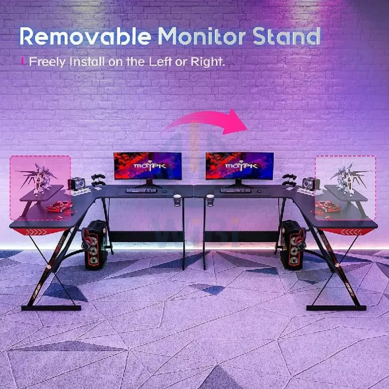 GameOn L-Shaped Slayer I Series Gaming Desk - Black
