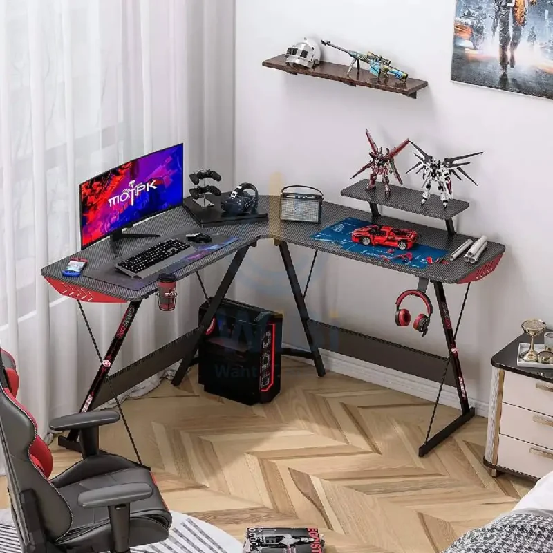 GameOn L-Shaped Slayer I Series Gaming Desk - Black