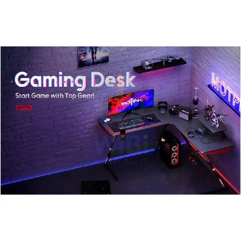 GameOn L-Shaped Slayer I Series Gaming Desk - Black