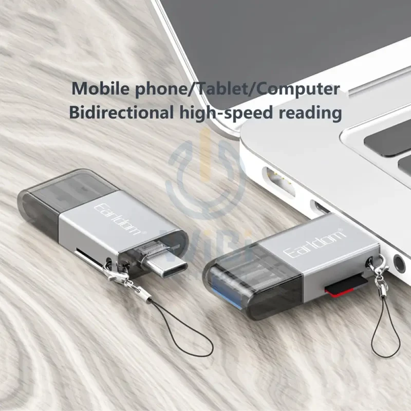 Earldom OT82 4-in-1 Mini Aluminium Card Reader - USB-A / Lightning / USB-C