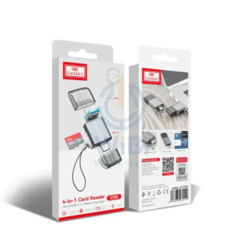 Earldom OT82 4-in-1 Mini Aluminium Card Reader - USB-A / Lightning / USB-C