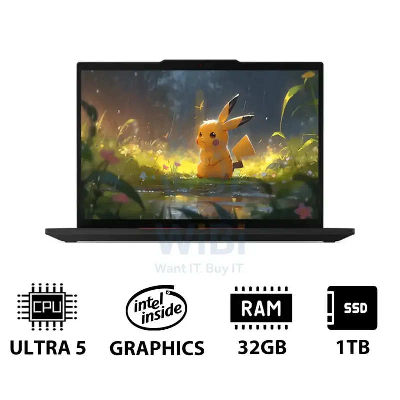 Lenovo ThinkPad T14 Gen 5 - 14.0" WUXGA / Ultra 5 125U / 32GB / 1TB (NVMe M.2 SSD) / WWAN / DOS (Without OS) / Arabic/English / 3YW / Black - Laptop