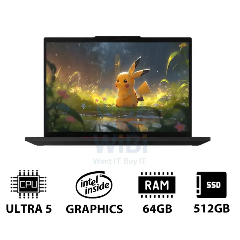 Lenovo ThinkPad T14 Gen 5 - 14.0" WUXGA / Ultra 5 125U / 64GB / 512GB (NVMe M.2 SSD) / WWAN / DOS (Without OS) / Arabic/English / 3YW / Black - Laptop