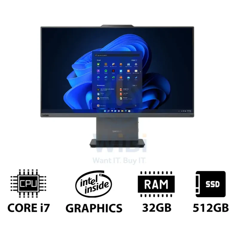 Lenovo ThinkCentre neo 50a 27 Gen 5 AIO PC - i7 / 32GB / 512GB (NVMe M.2 SSD) / 27" FHD Non-Touch / Win 11 Pro / 1YW / Luna Grey - Desktop