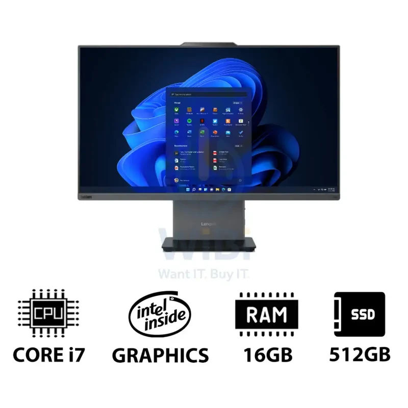 Lenovo ThinkCentre neo 50a 27 Gen 5 AIO PC - i7 / 16GB / 512GB (NVMe M.2 SSD) / 27" FHD Non-Touch / Win 11 Pro / 1YW / Luna Grey - Desktop