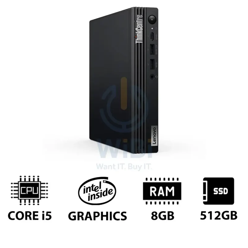 Lenovo ThinkCentre M70q Gen 5 Tiny - i5 / 8GB / 512GB (NVMe M.2 SSD) / Win 11 Pro / 1YW - Desktop
