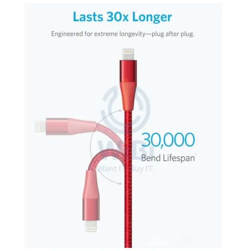 Anker Powerline+ II Lightning Cable - 0.9 Meter / Red