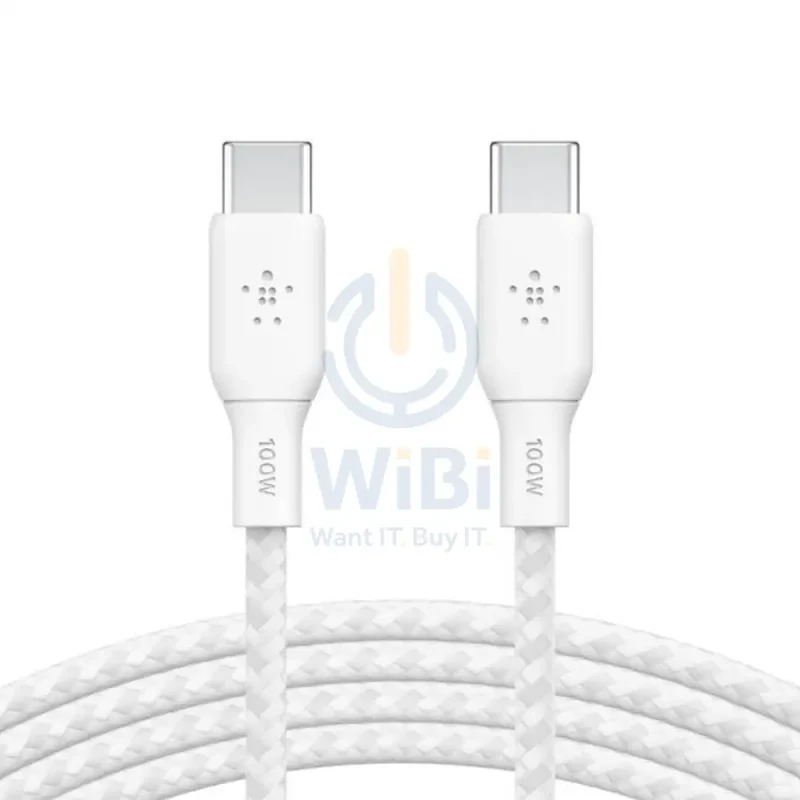 Belkin BoostCharge Braided Cable - 2 Meter / 100W / USB-C / White