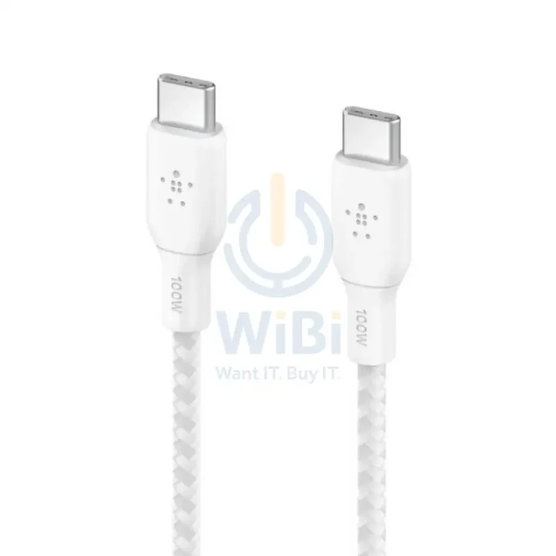 Belkin BoostCharge Braided Cable - 2 Meter / 100W / USB-C / White