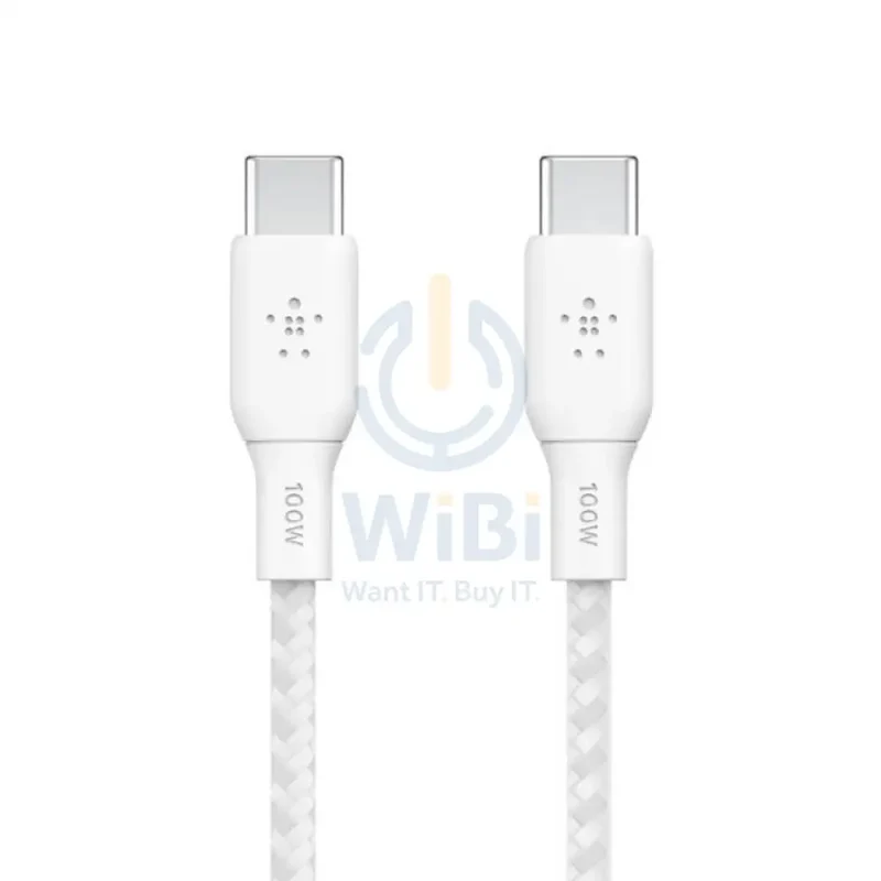 Belkin BoostCharge Braided Cable - 2 Meter / 100W / USB-C / White