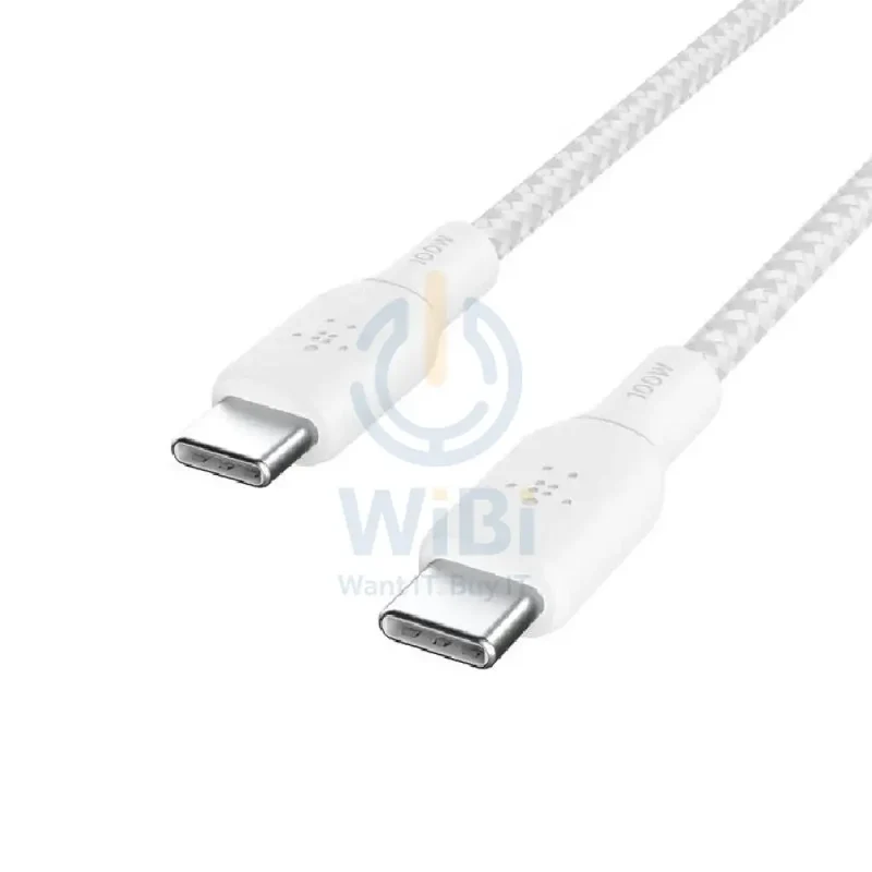 Belkin BoostCharge Braided Cable - 2 Meter / 100W / USB-C / White
