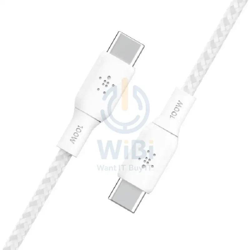 Belkin BoostCharge Braided Cable - 2 Meter / 100W / USB-C / White
