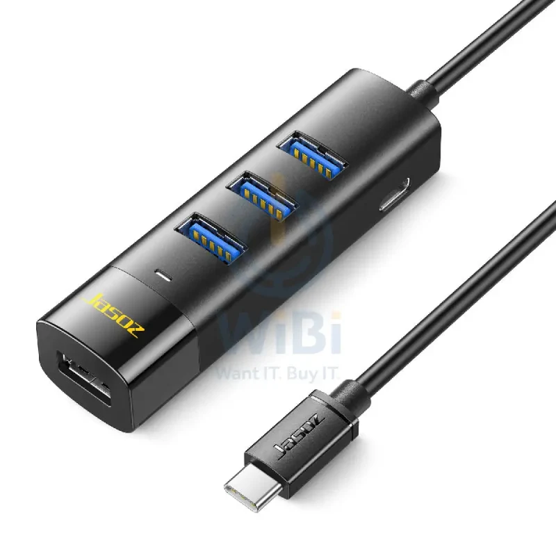 موزع جاسوز F117 من Type-C إلى USB 3.0 بـ4 منافذ – أسود