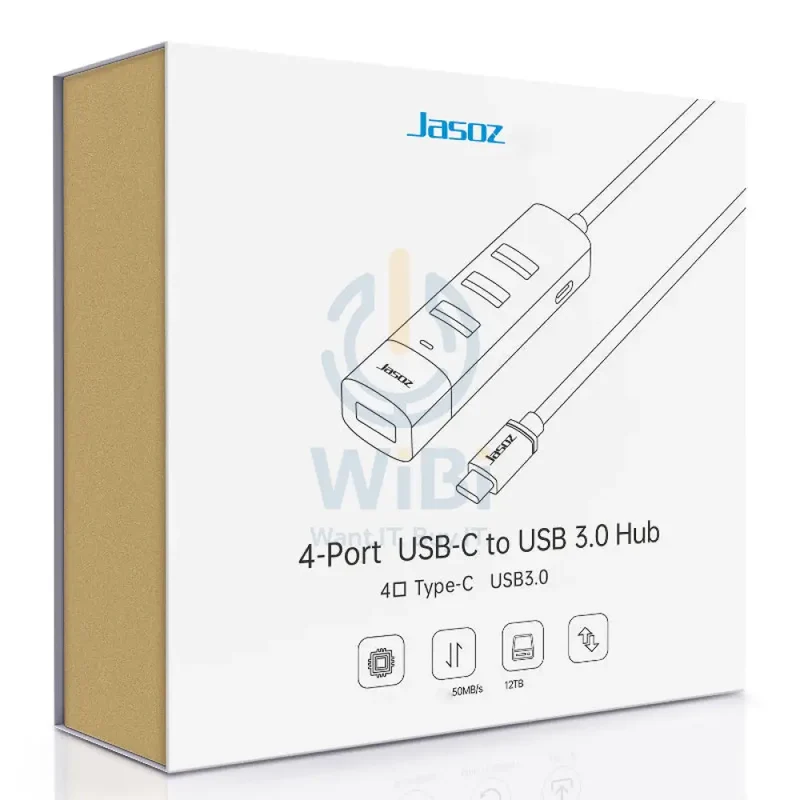 موزع جاسوز F117 من Type-C إلى USB 3.0 بـ4 منافذ – أسود