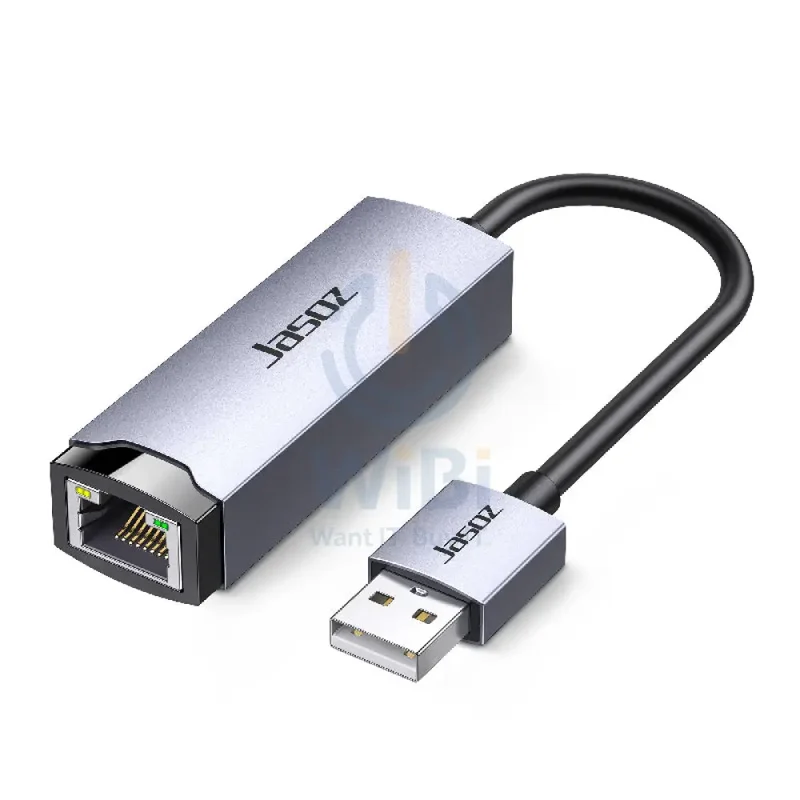 محول شبكة جازوز F104 من يو إس بي 2.0 إلى RJ45، بسرعة 100 ميجابت في الثانية، باللون الرمادي الفضائي