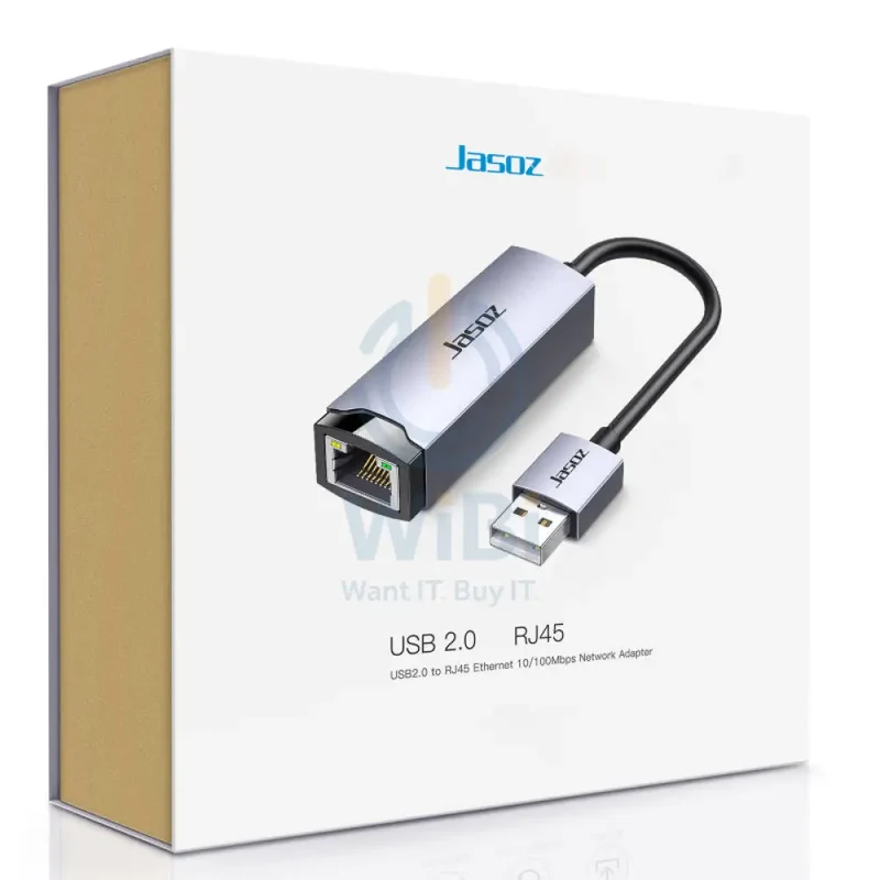 محول شبكة جازوز F104 من يو إس بي 2.0 إلى RJ45، بسرعة 100 ميجابت في الثانية، باللون الرمادي الفضائي