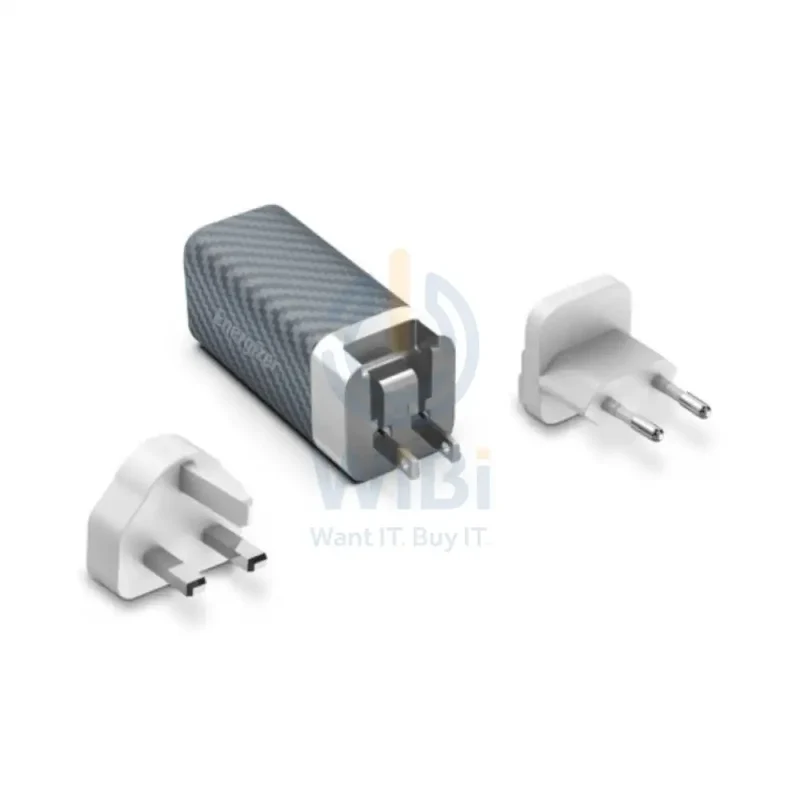 Energizer Ultimate Wall Charger with Universal Plug - 65W / Type-C / USB-A / Silver