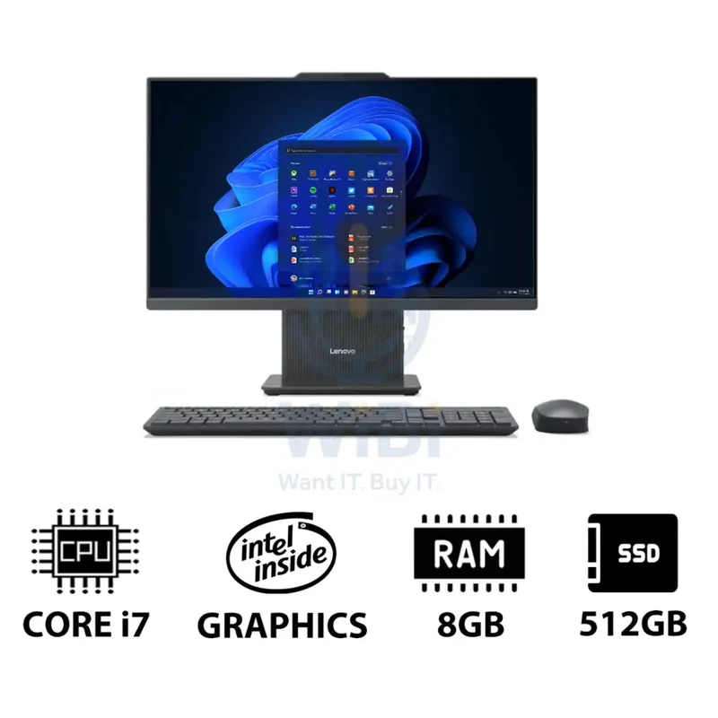 Lenovo IdeaCentre Gen 9 AIO PC - i7 / 8GB / 512GB (NVMe M.2 SSD) / 23.8" FHD Non-Touch / Win 11 Pro / 1YW / Luna Grey - Desktop
