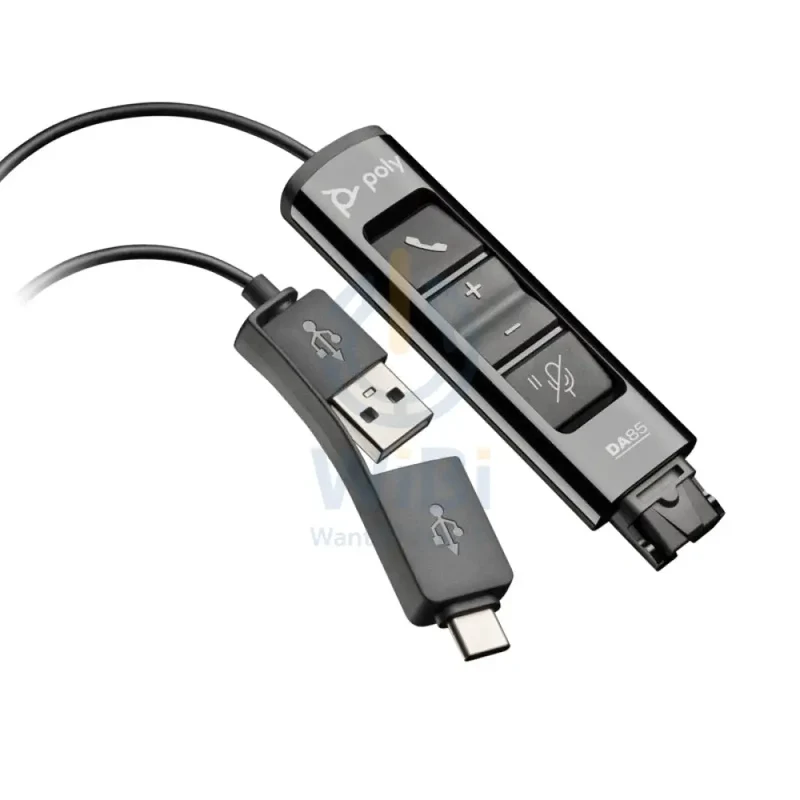 HP Poly EncorePro HW710 Single Ear Headset + HP Poly DA85 USB to QD Black Adapter