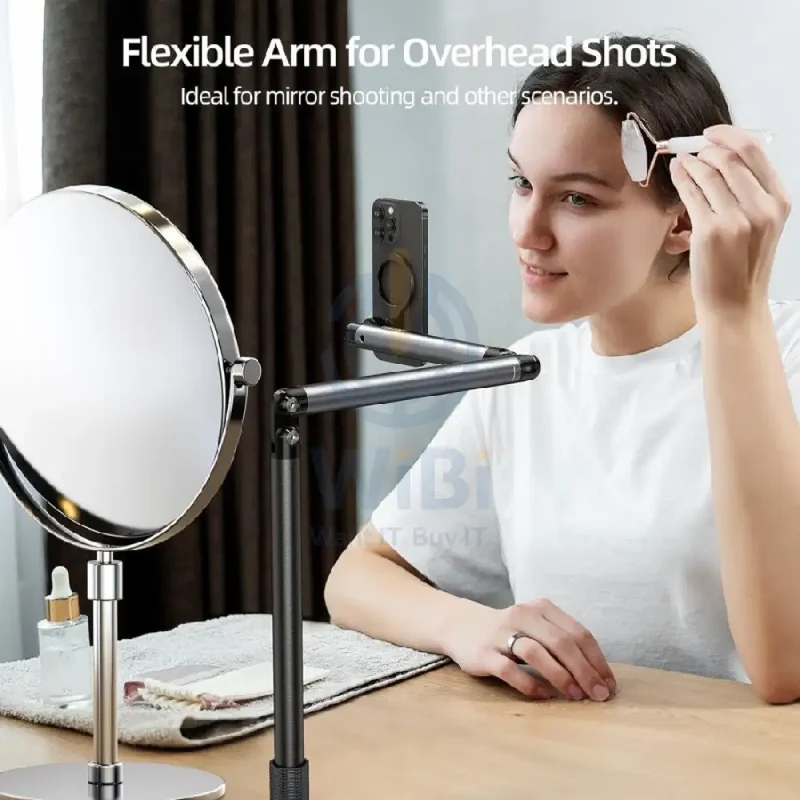 Earldom EH301 2-IN-1 Magnetic Overhead Floor Stand for Phone & Tablet - Black