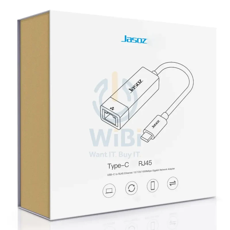 بطاقة شبكة جاسوز F107 تايب سي إلى RJ45 جيجابت، أسود