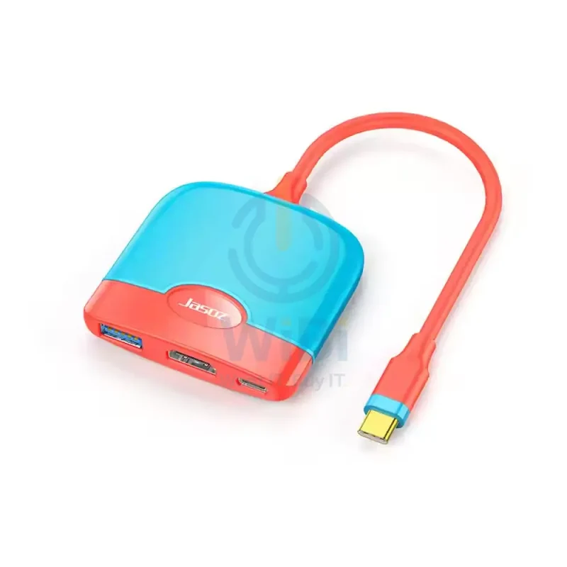 محول جاسوز H106 تايب سي 3 في 1 - أحمر/أزرق