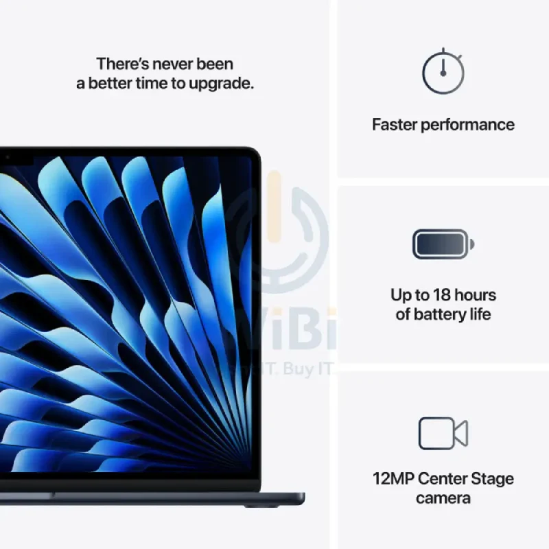 Apple MacBook Air - 15.3" / M4 / 10-Core CPU / 10-Core GPU / 16-Core Neural Engine / 16GB RAM / 512GB SSD / Arabic/English / Midnight / 1YW