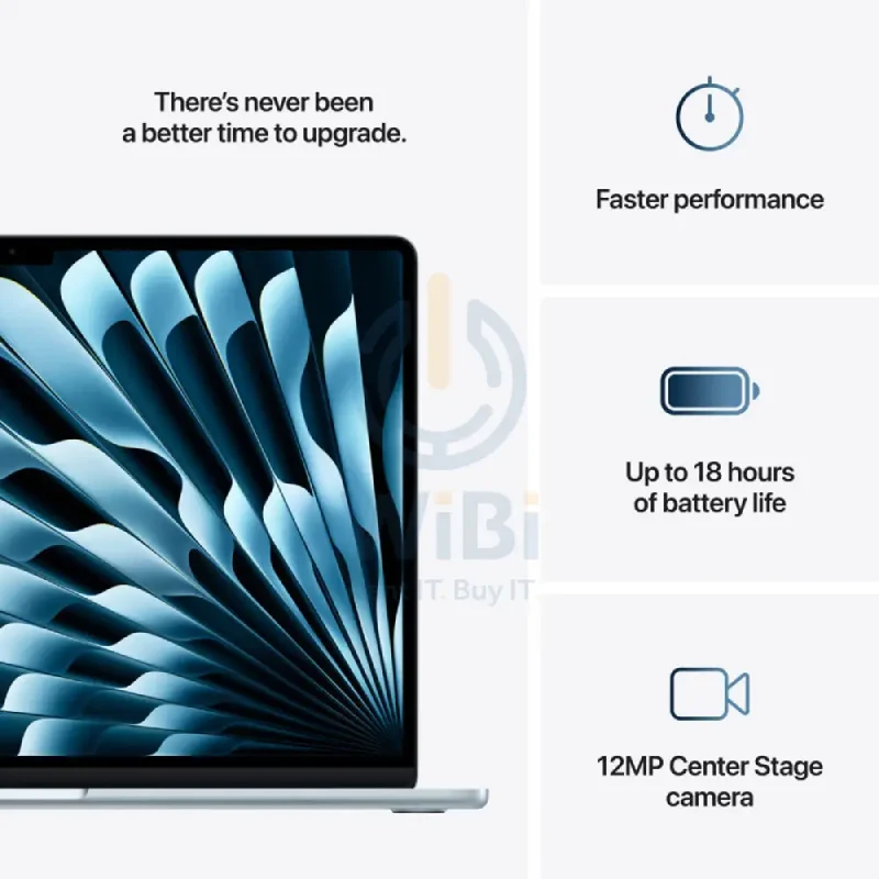 Apple MacBook Air - 15.3" / M4 / 10-Core CPU / 10-Core GPU / 16-Core Neural Engine / 16GB RAM / 512GB SSD / Arabic/English / Sky Blue / 1YW