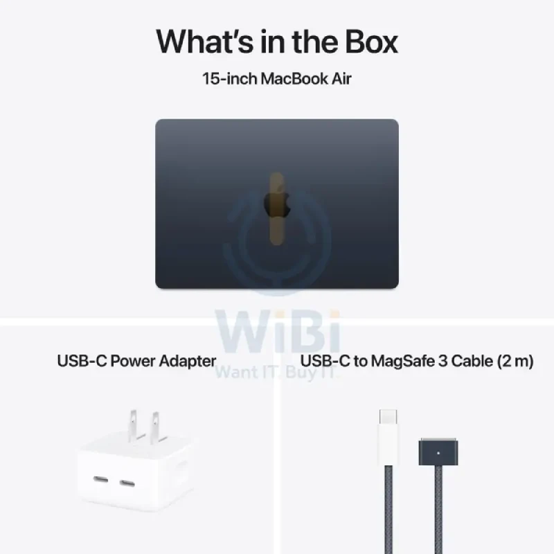 Apple MacBook Air - 15.3" / M4 / 10-Core CPU / 10-Core GPU / 16-Core Neural Engine / 16GB RAM / 256GB SSD / Arabic/English / Midnight / 1YW