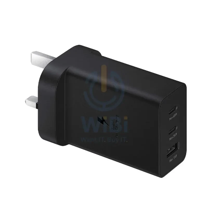 محول طاقة سامسونج تريو - USB-C / USB-A / 65 واط / أسود