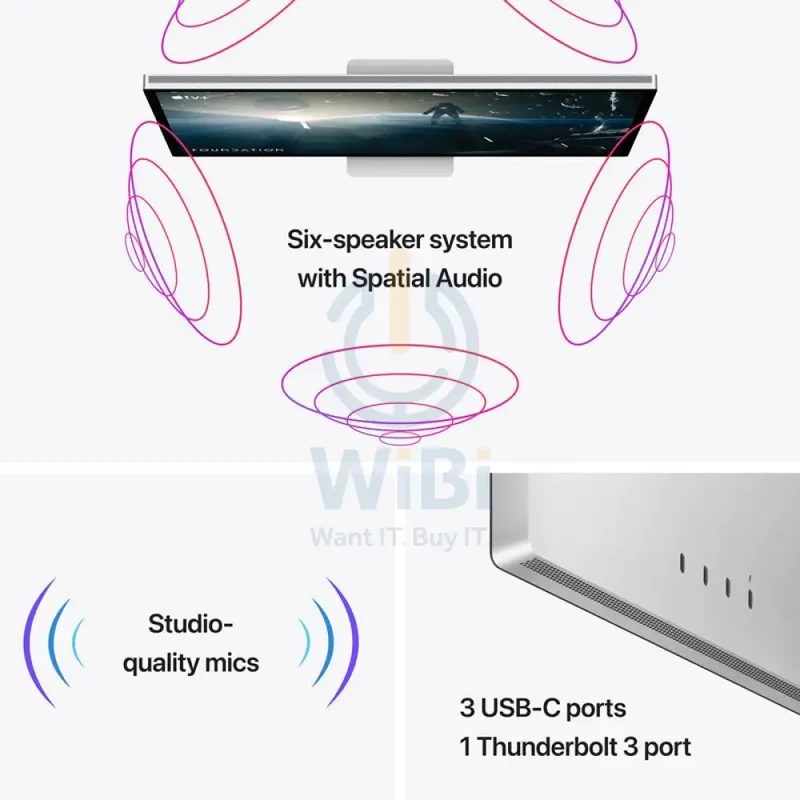 Apple Studio Display With Tilt And Height Adjustable Stand - Nano-Texture Glass / 27" 5K / 600 nits / USB-C / (2025 Model)