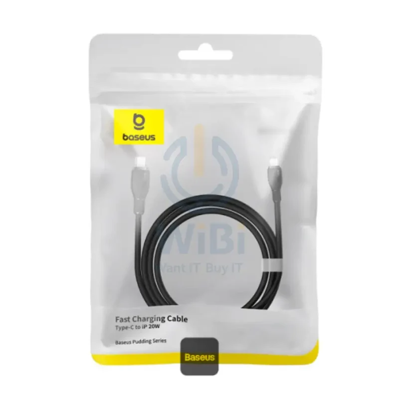 Baseus Pudding Series Fast Charging Type-C to Lightning Cable - 1.2 Meter / 20W / Cluster Black