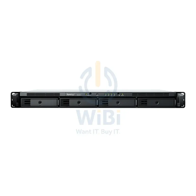 خادم سينولوجي راك ستيشن RS422+، SATA، بأربع فتحات، يو إس بي، LAN، راك، ‏1U، مع طقم قضبان