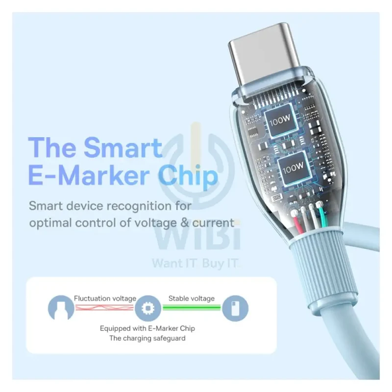Baseus Pudding Series Fast Charging Cable - Type-C / 1.2 Meter / 100W / Galaxy Blue