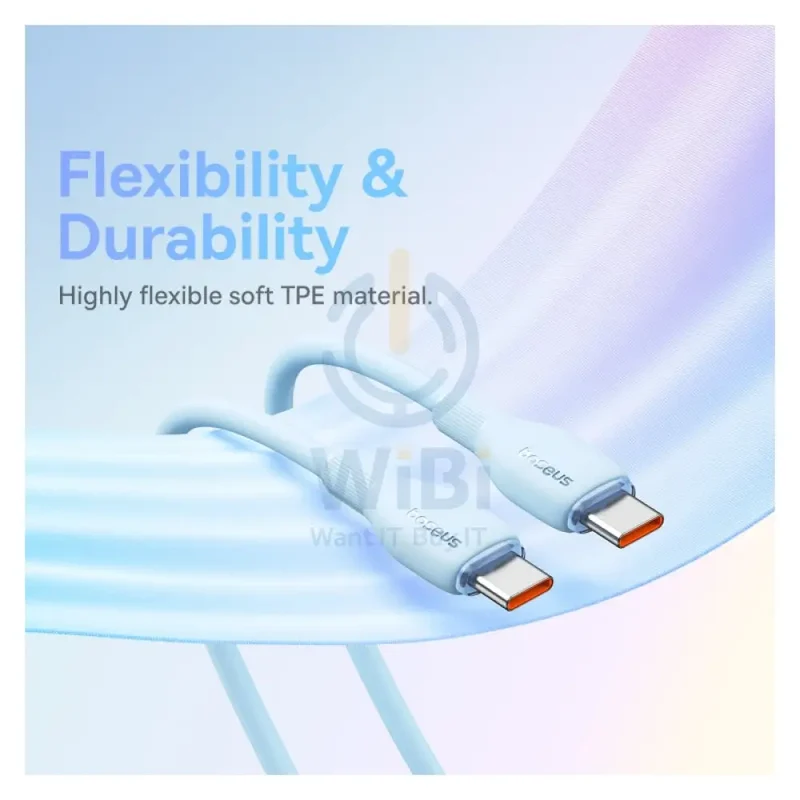 Baseus Pudding Series Fast Charging Cable - Type-C / 1.2 Meter / 100W / Galaxy Blue
