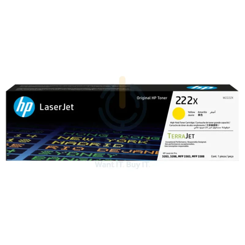 HP 222X Yellow Original LaserJet Toner Cartridge - 2500 Pages / Yellow Color / Toner Cartridge