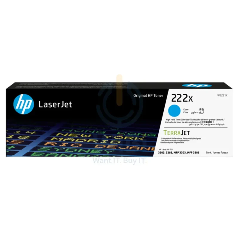 HP 222X Cyan Original LaserJet Toner Cartridge - 2500 Pages / Cyan Color / Toner Cartridge