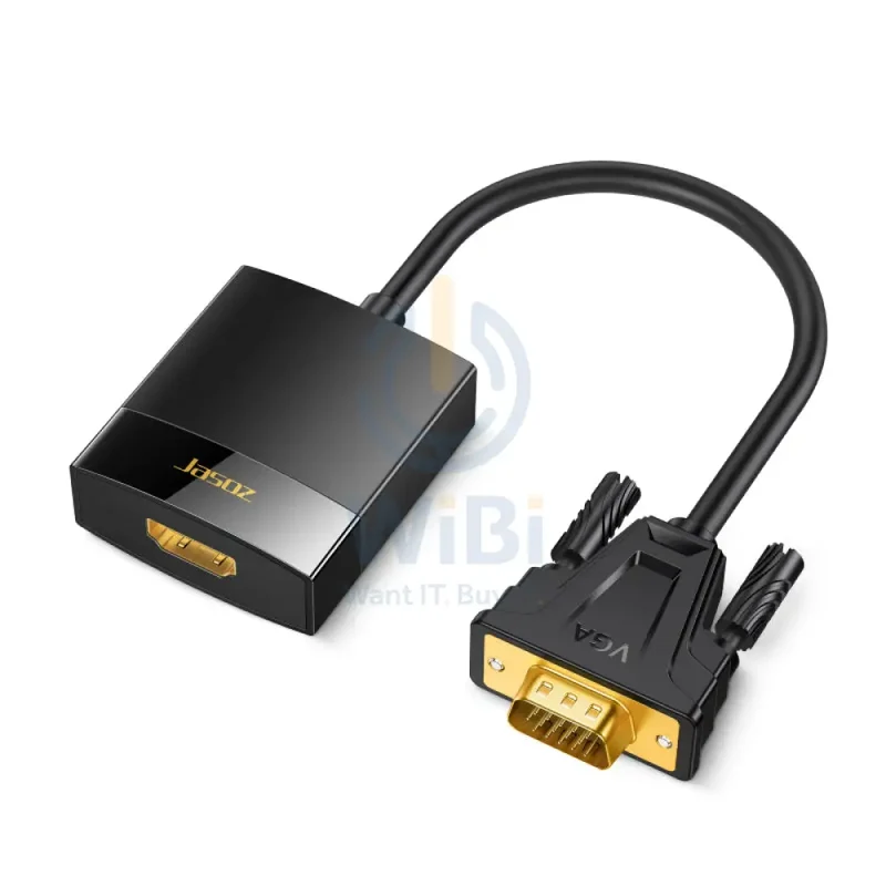 محول جازوز G115 من VGA إلى HDMI مع صوت/مزود طاقة، باللون الأسود