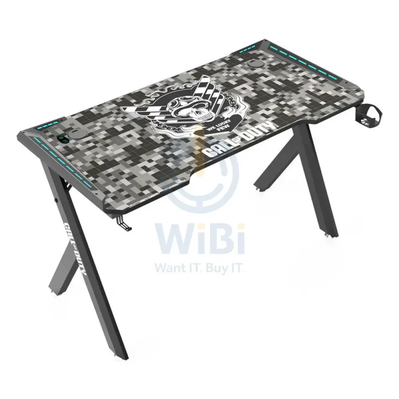 GameOn Hawksbill Series RGB Flowing Light Gaming Desk - Call Of Duty (COD) / Black Gray