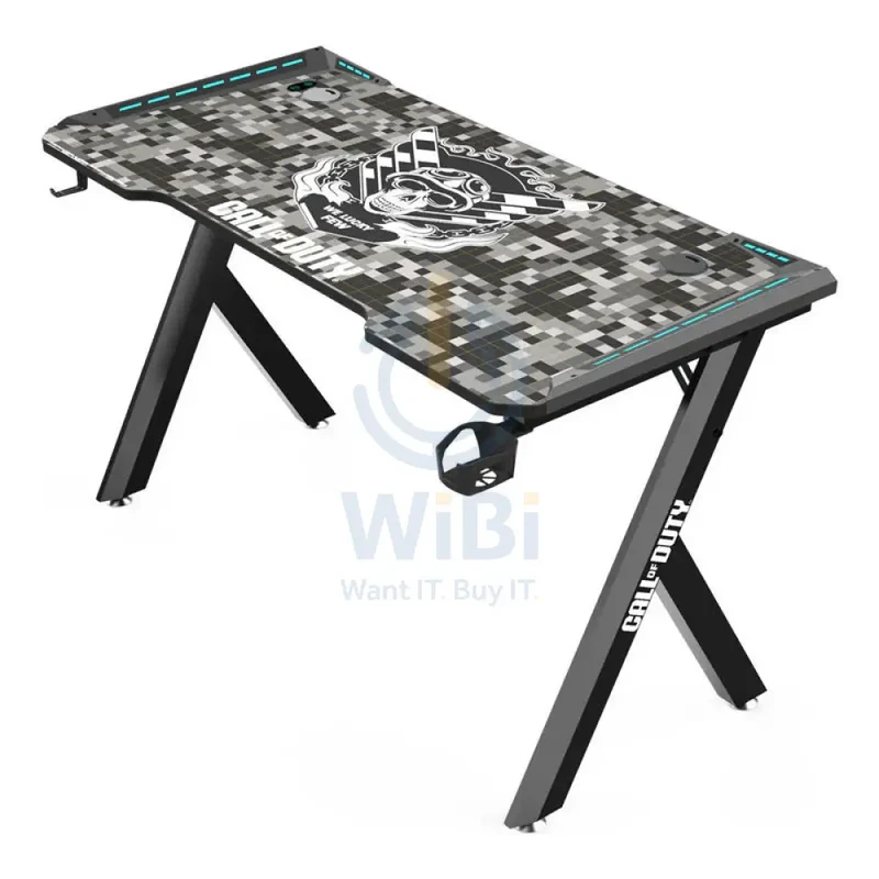 GameOn Hawksbill Series RGB Flowing Light Gaming Desk - Call Of Duty (COD) / Black Gray
